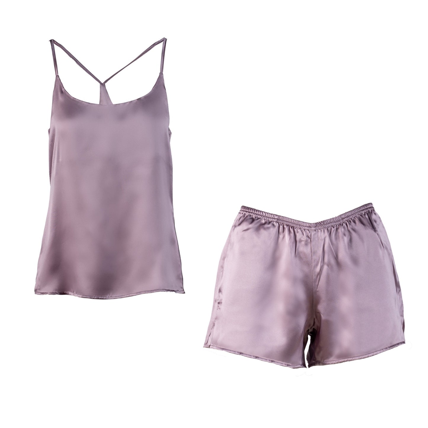 Purple-silver silk camisole set