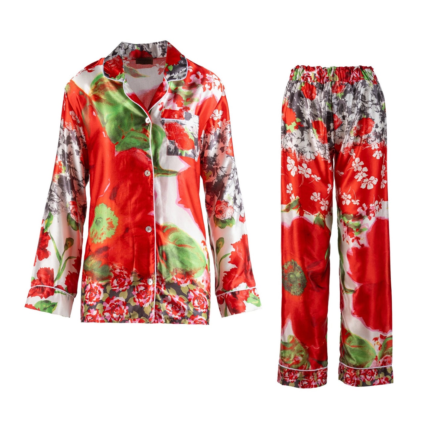 Silk floral pyjamas set